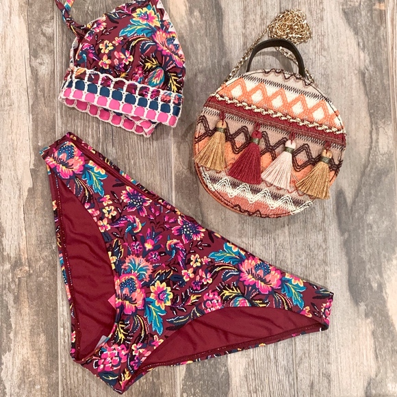 Other - Maroon Floral Bathing Suit Bottom!